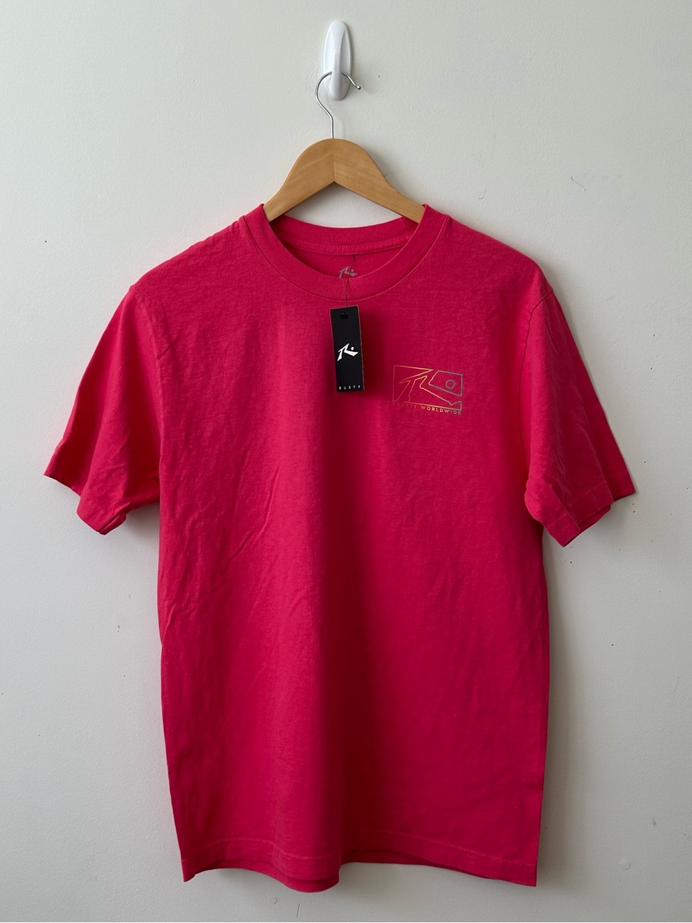 Rusty T Shirt Boxed Out Short Sleeve Tee Medium Pink Round Neck New